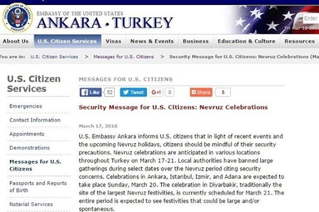 ABD Ankara Büyükelçiliği'nden Nevruz öncesi 'güvenlik' uyarısı!