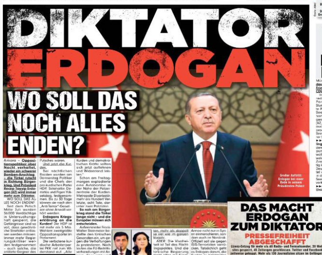 Alman Bild gazetesi 'Diktatör Erdoğan' manşetiyle çıktı