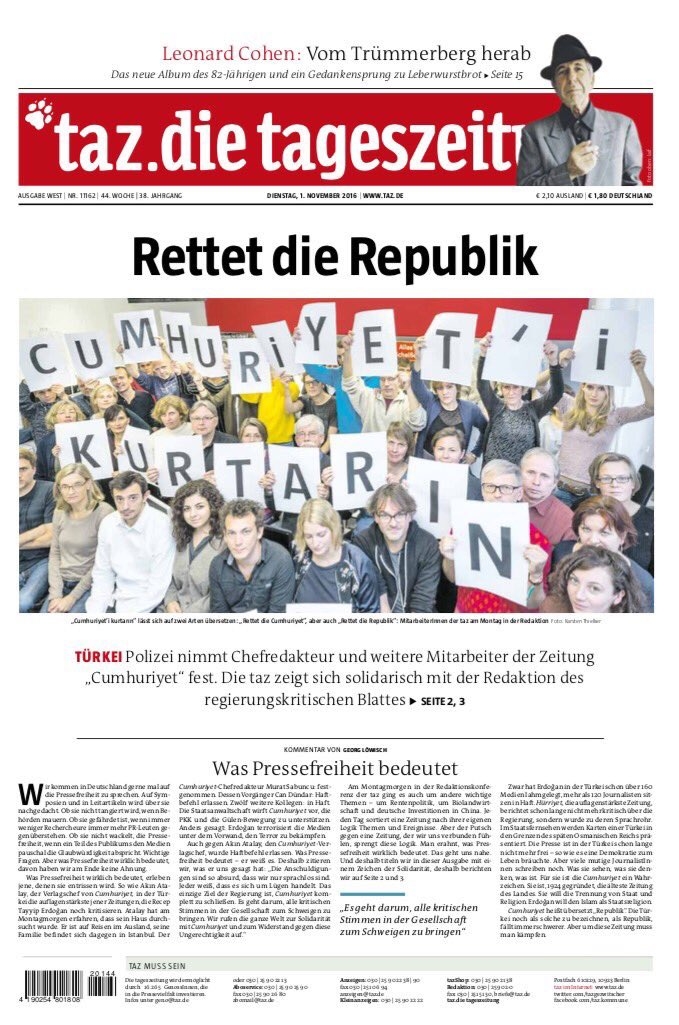 Alman gazetesi 'Cumhuriyet'i kurtarın' manşetiyle çıkacak