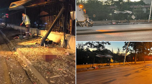Ankara'da otomobil otobüs durağına çarptı: 1'i ağır 6 kişi yaralandı