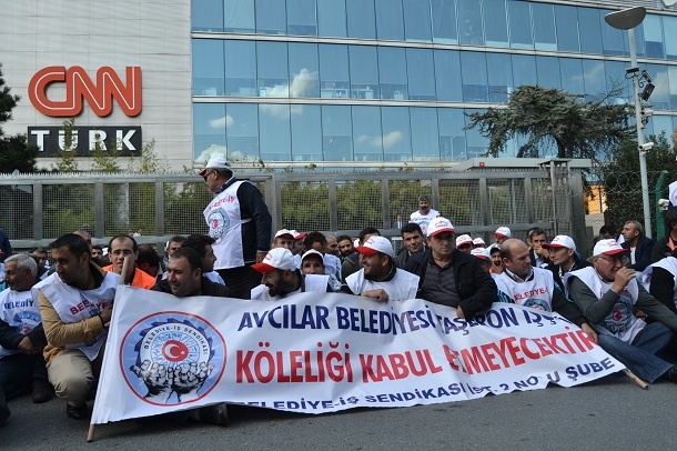 Avcılar Belediyesi işçileri Kanal D ve Fox Tv'yi protesto etti!