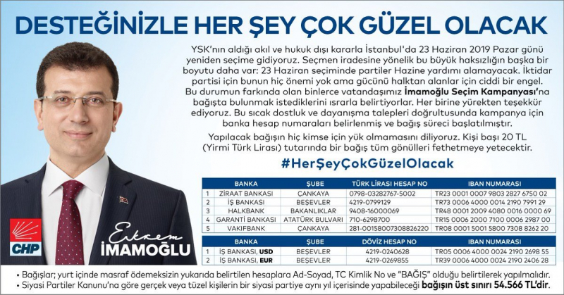 CHP, İmamoğlu'nun seçim kampanyasına destek için bağış kampanyası başlattı