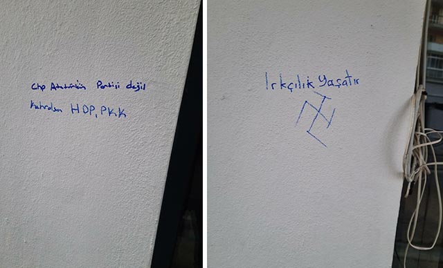 CHP İzmir il binasına 'gamalı haç' çizildi