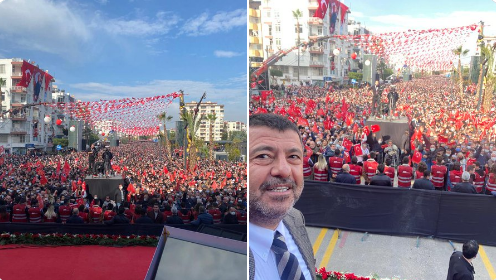 CHP'nin Mersin mitingi | CHP'li Ağbaba, alandan paylaştı: Kılıçdaroğlu birazdan mitinge başlayacak