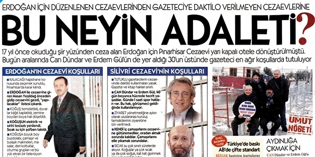 Cumhuriyet, Dündar ve Gül'ün cezaevi koşullarını Erdoğan'ınkiyle kıyas etti!