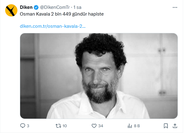 Diken, Gezi olaylarında çok sayıda tutuklu varken 2 bin kez Osman Kavala haberi geçti