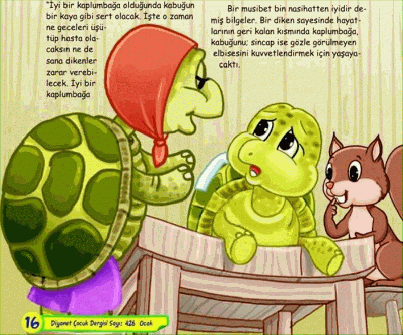 Diyanet çocuk kitabında kamlumbağaya başörtü taktı! 
