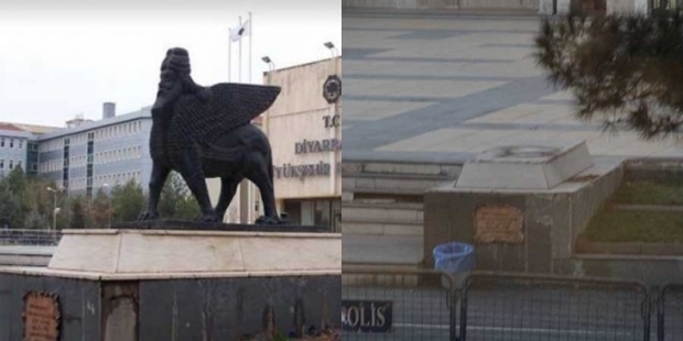 Diyarbakır Belediyesi önündeki heykeller kaldırıldı