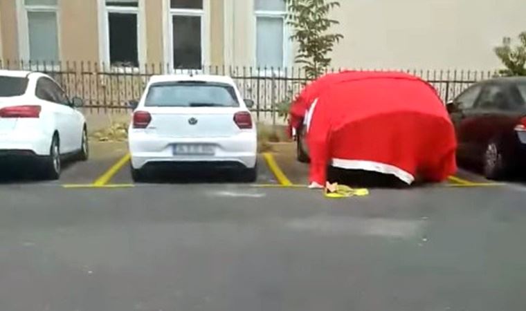 Doludan korumak için otomobiline Türk bayrağı seren şahıs gözaltına alındı