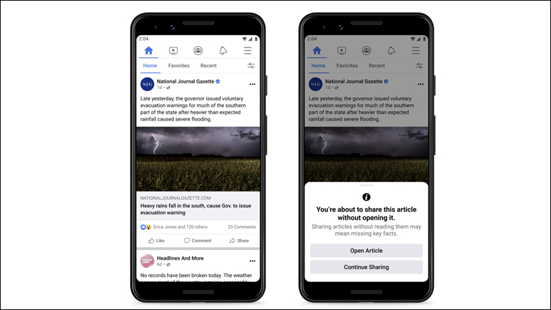 Facebook, okunmayan makalenin paylaşılmasını engelleyecek