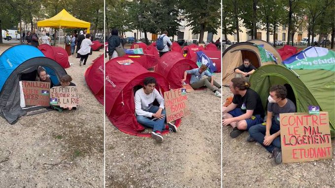 Fransa'da öğrenciler meclis önünde çadır kurdu