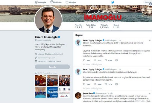 Ekrem İmamoğlu, Erdoğan'ın attığı tweetleri beğendi