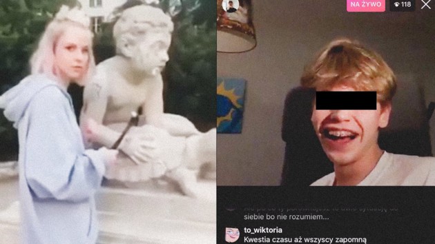 Instagram fenomeni Slonska 200 yıllık heykeli kırdı!