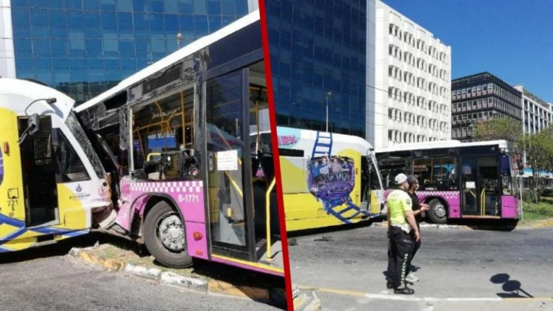 İstanbul'da halk otobüsü ile tramvay çarpıştı: Yaralılar var