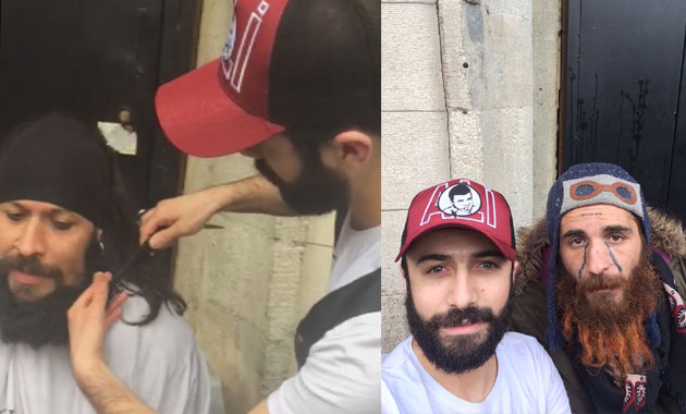 İstiklal Caddesi'nde evsizlere ücretsiz tıraş 