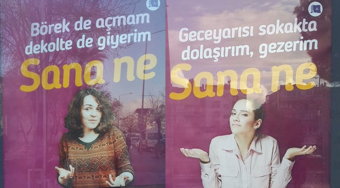İzmir'de 8 mart afişleri! Dekolte giyerim sana ne?