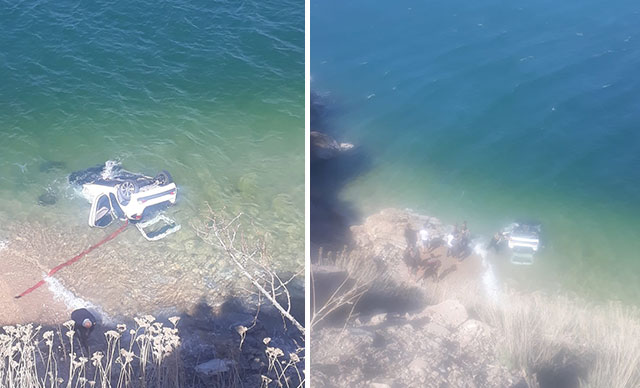 Kontrolden çıkan otomobil Van Gölü'ne uçtu: 4 yaralı