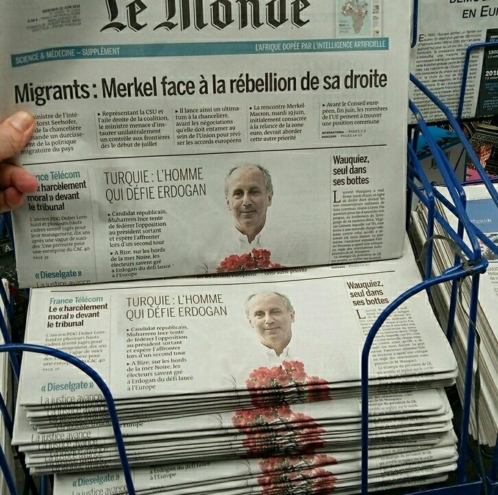 Muharrem İnce, Fransız Le Monde'un birinci sayfasında!