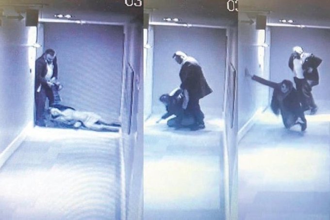 Otelin yedinci katından şüpheli şekilde düşen kadının yerde sürüklendiği görüntüleri ortaya çıktı