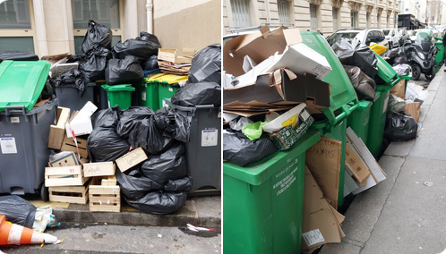 Paris'te temizlik işçilerinin grevi nedeniyle sokaklar çöp yığınlarıyla doldu