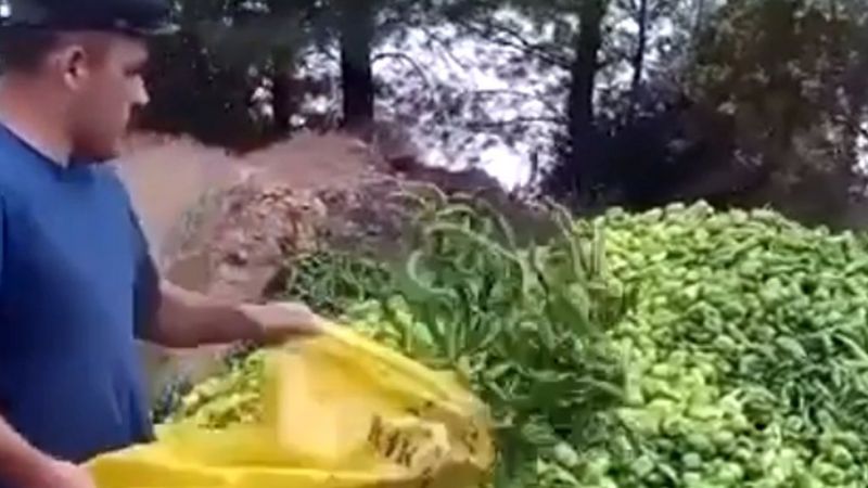 Pazar yasağı nedeniyle çiftçiler elinde kalan ürünleri çöpe attı