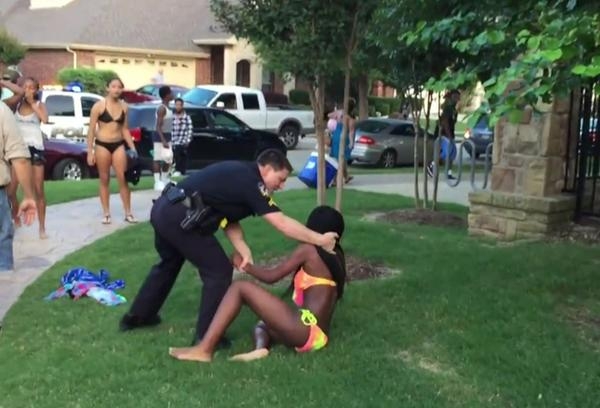 Polis havuz partisini basıp kadını yerlerde sürükledi!