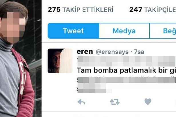 'Tam bomba patlatmalık bir gün' tweeti paylaşan kişi yakalandı