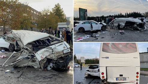 Ümraniye'de 6 araç kazaya karıştı: 1'i ağır 8 yaralı