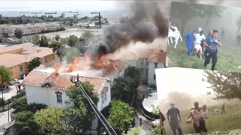 Zeytinburnu Balıklı Rum Hastanesi'nde yangın: Hastalar kucakta ve sedyelerle tahliye edilmeye çalışılıyor