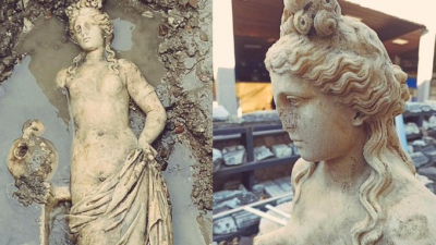 Bartın'da bin 800 yıllık su perisi heykeli bulundu 