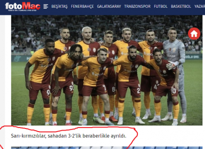 Fotomaç haberi: Galatasaray sahadan 3-2 'beraberlik'le ayrıldı