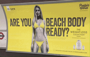 Londra'da plaj vücudu reklamına tepki!