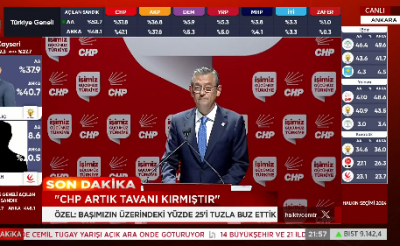 Özgür Özel: Onlara sürprizimiz 1977'den beri ilk kez TRT ekranlarında CHP'nin birinci parti olmasıdır